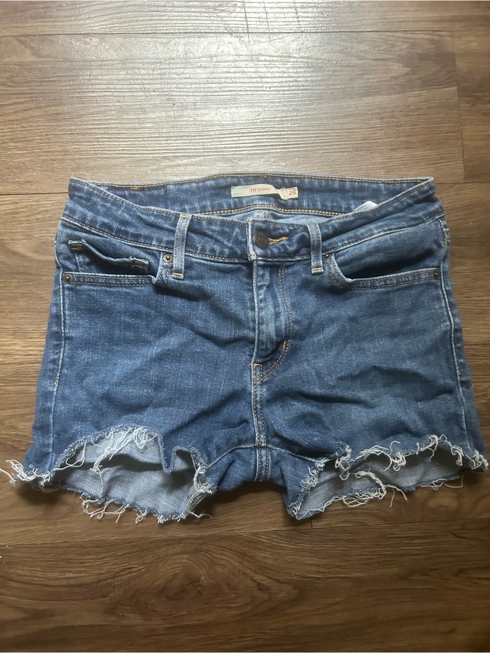 Levi's Distressed Denim Cutoff Shorts - Blue